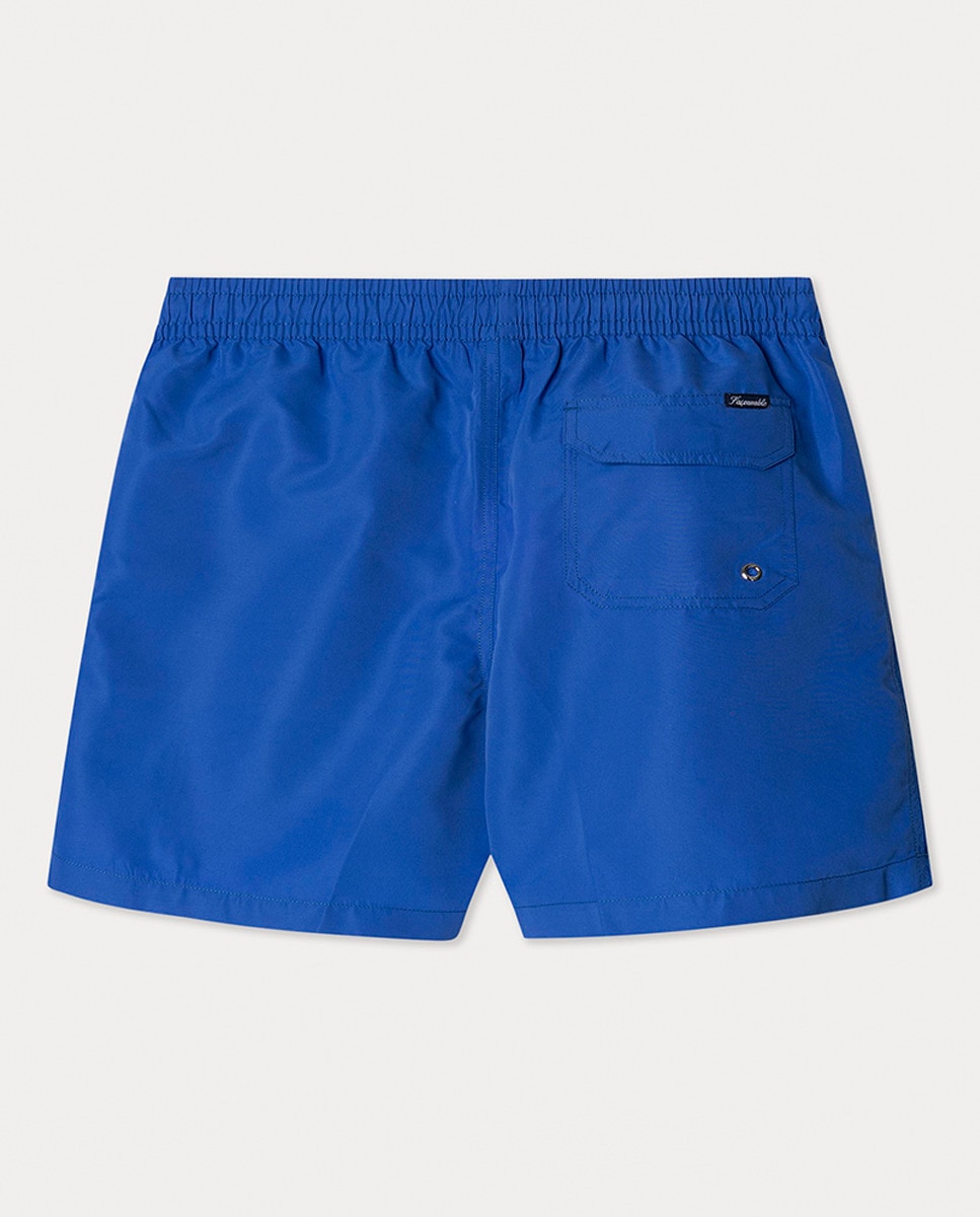 Calções de Banho Lisos com Logótipo Azul-2