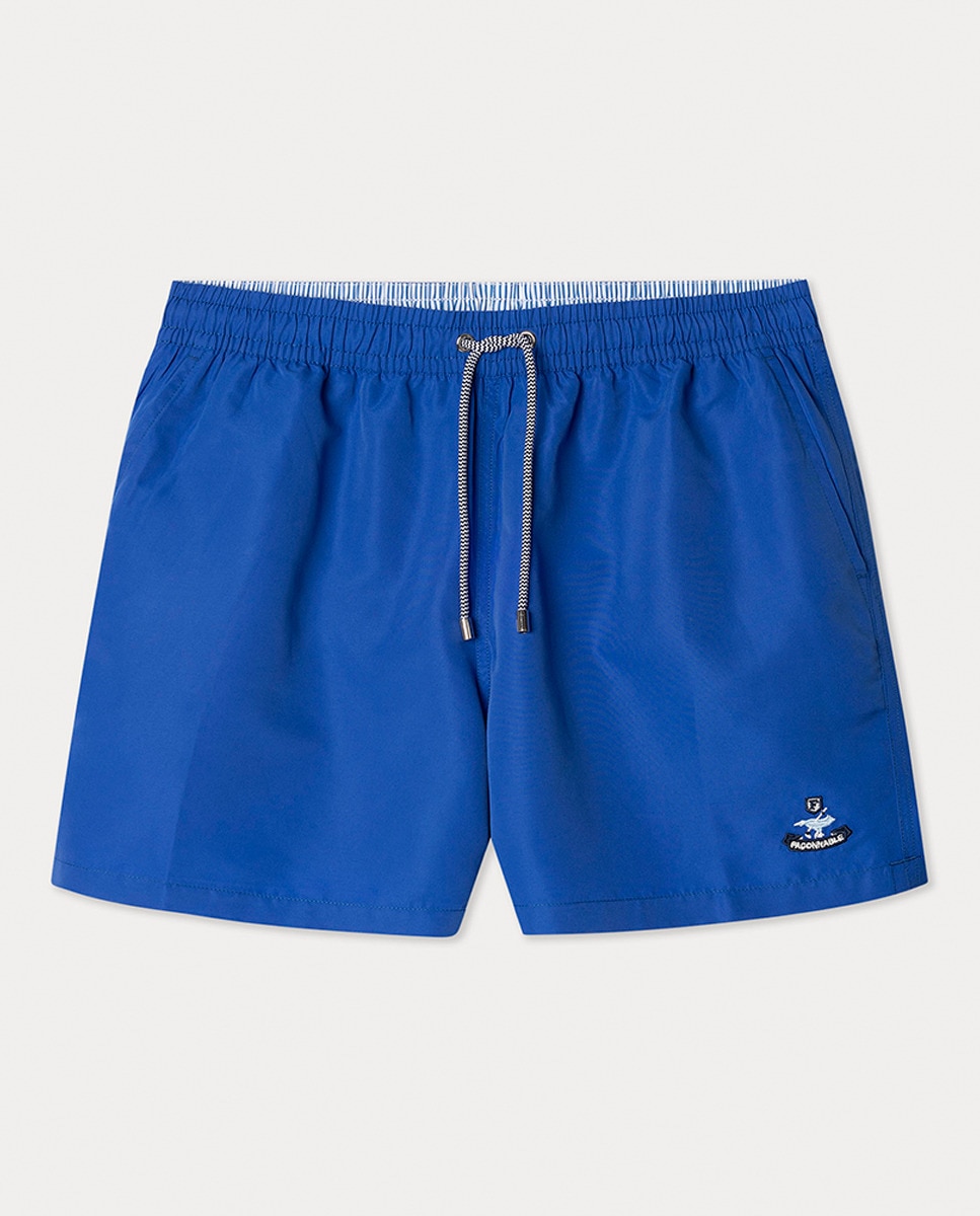 Calções de Banho Lisos com Logótipo Azul-1
