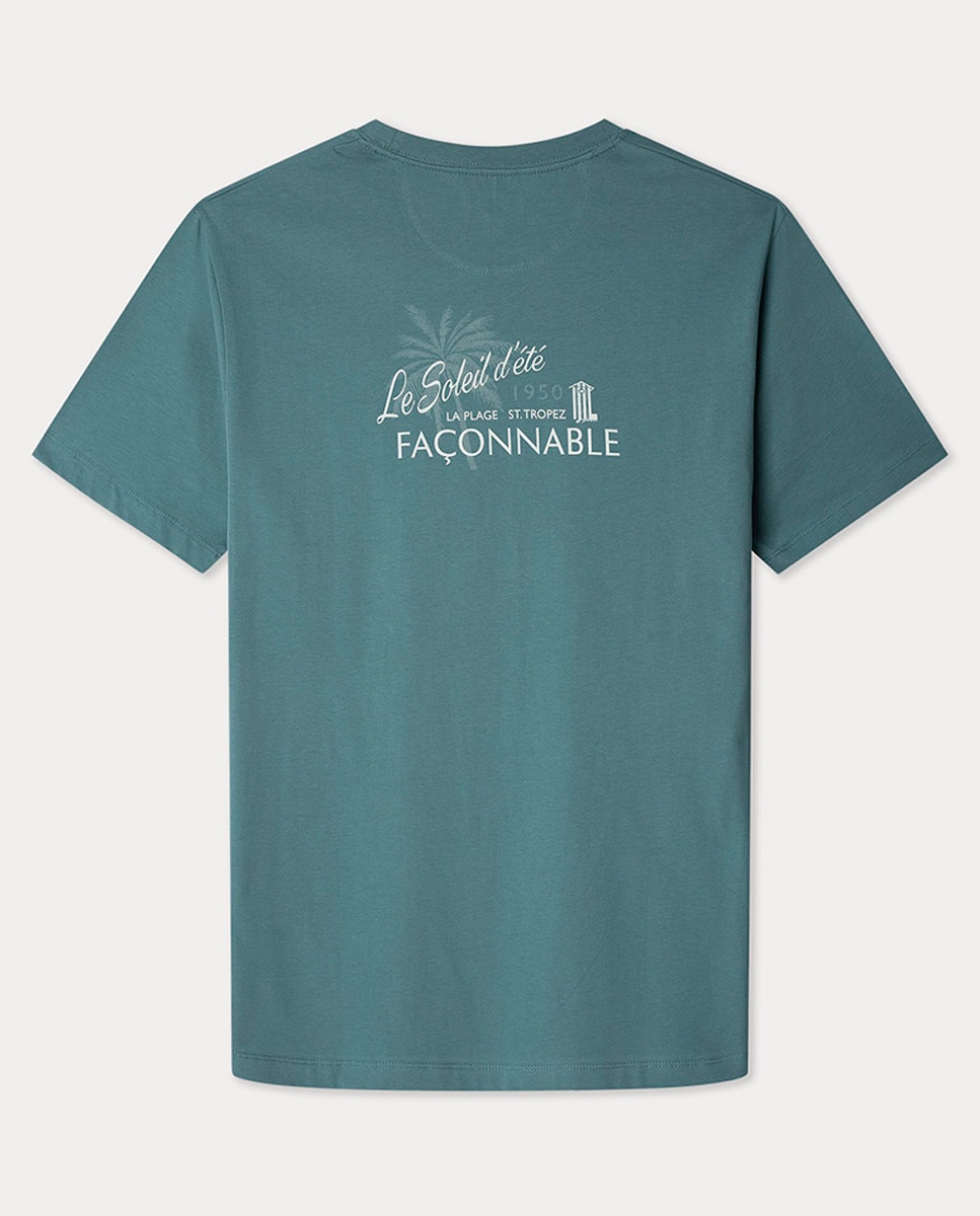 T-shirt de Manga Curta com Estampado nas Costas Verde-5