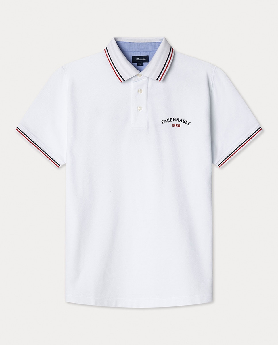 Polo de Manga Curta e Estampado nas Costas Branco-2