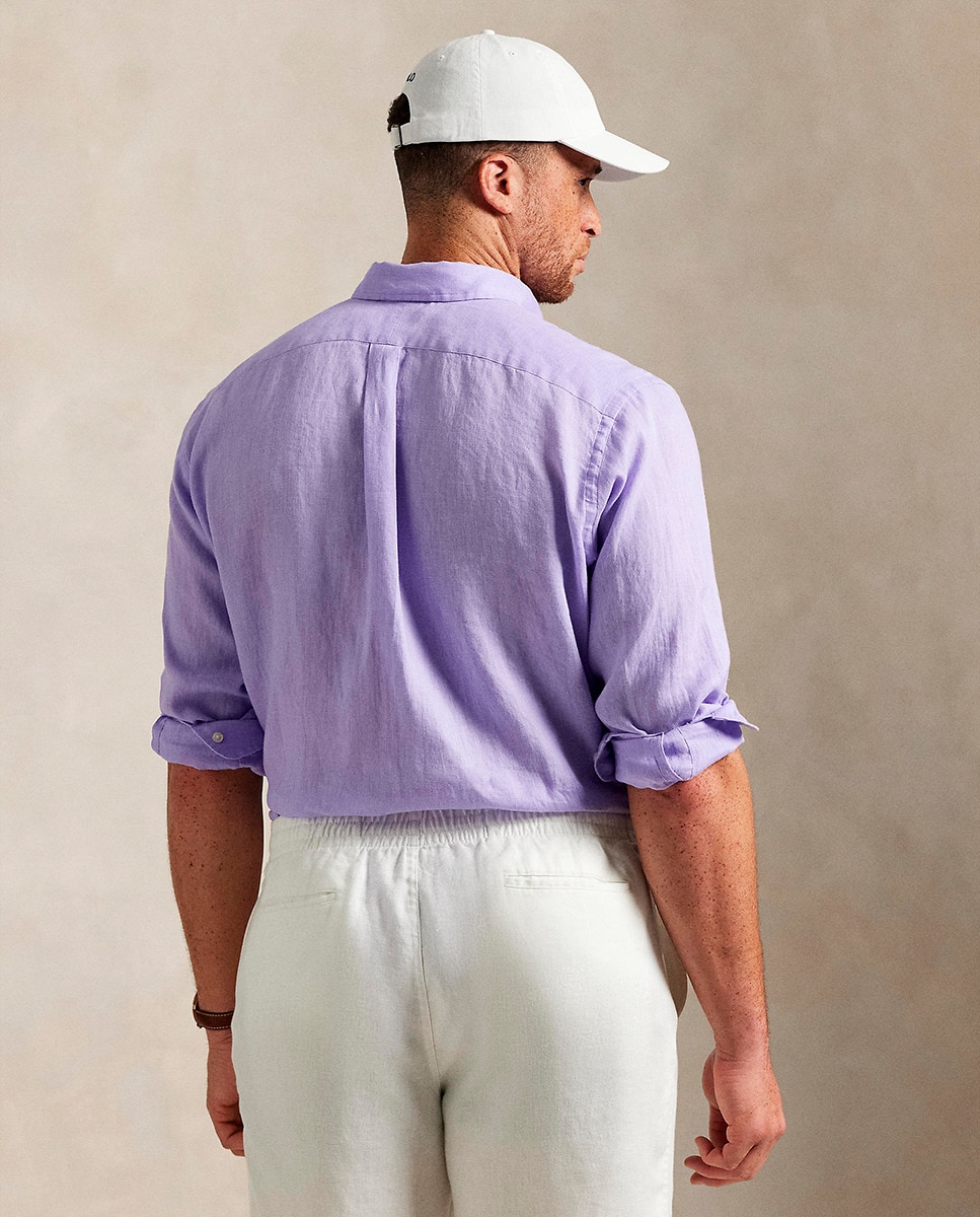 Camisa de Linho Custom fit Lilás-3