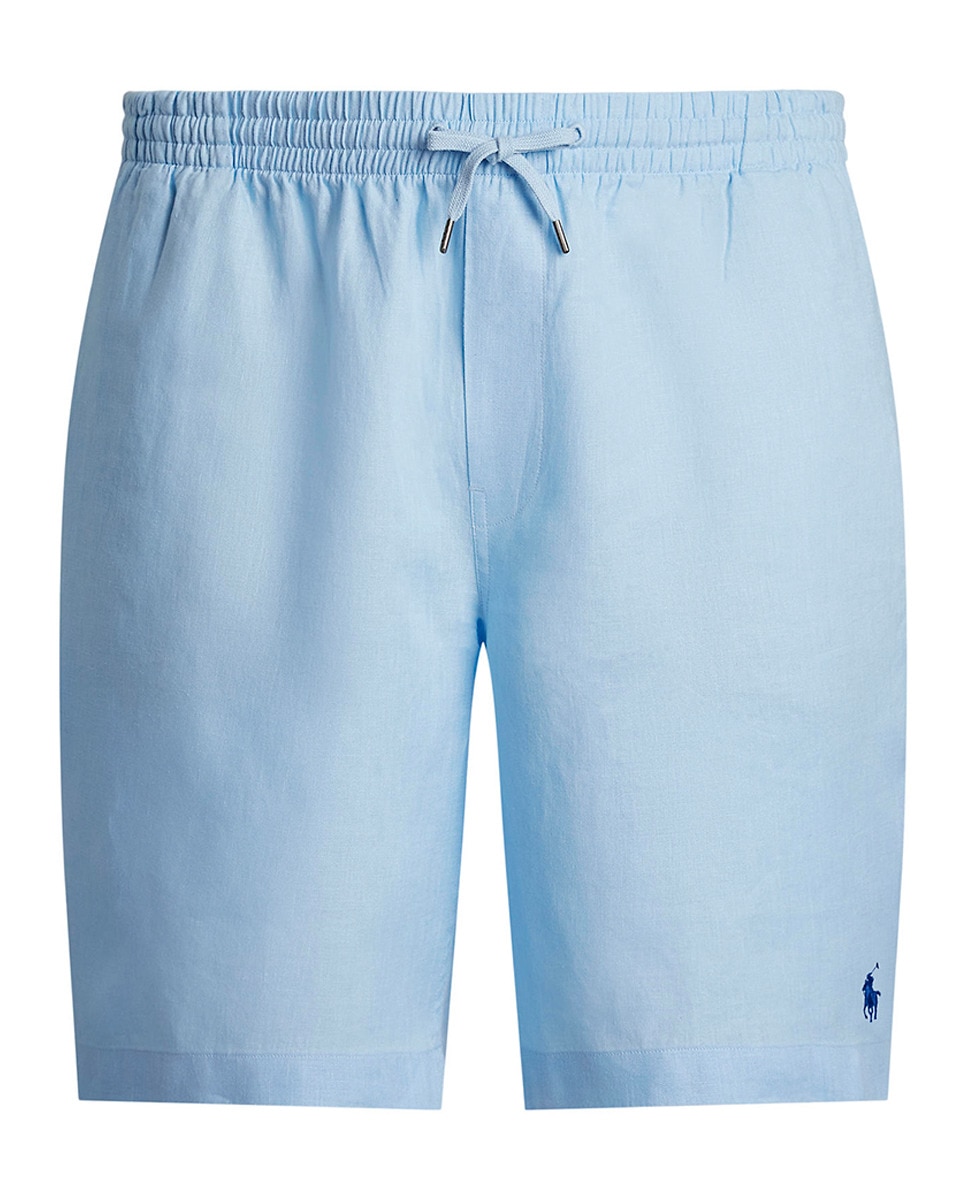 Calções Classic Fit Tamanhos Grandes de Linho Azul-6