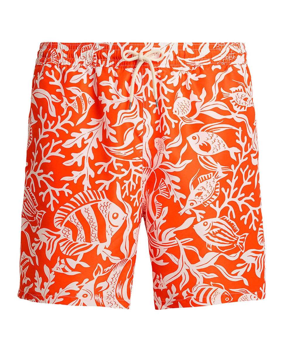 Calções de banho de homem estampados tamanhos grandes Laranja-6