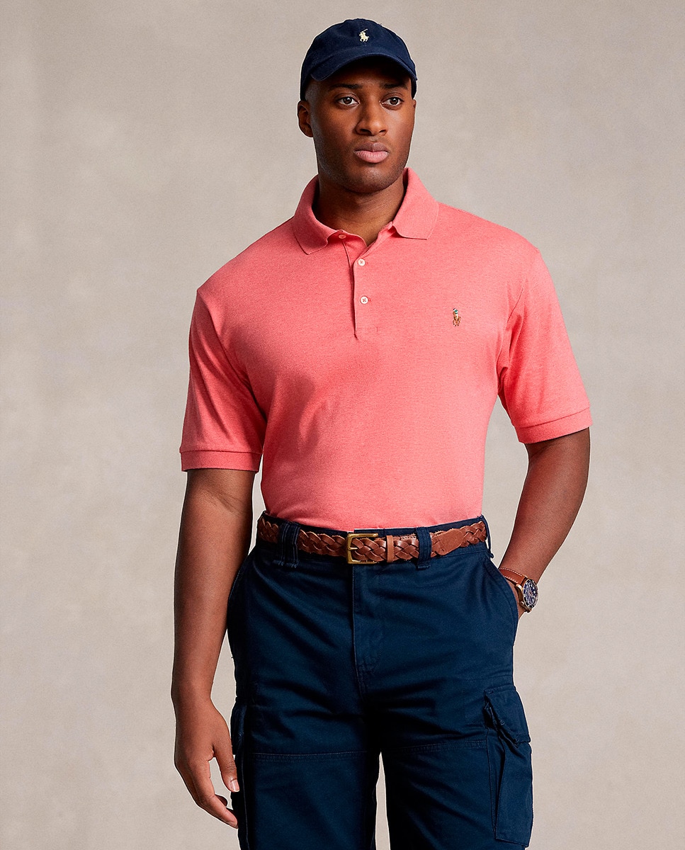 Polo Classic Fit de Algodão Tamanhos Grandes Coral-1