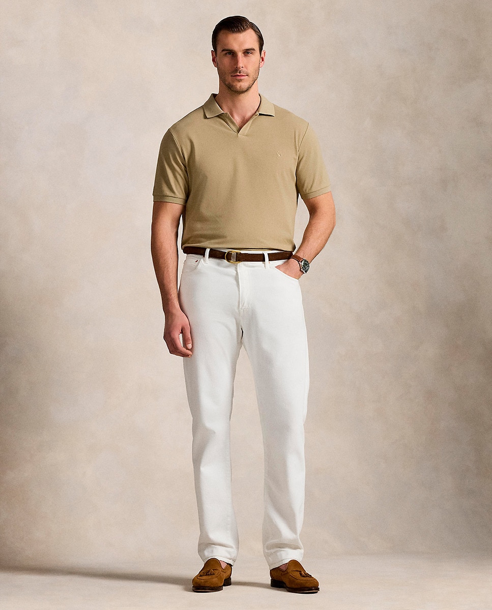 Polo de Algodão Elástico Classic Fit Tamanhos Grandes Bege-6