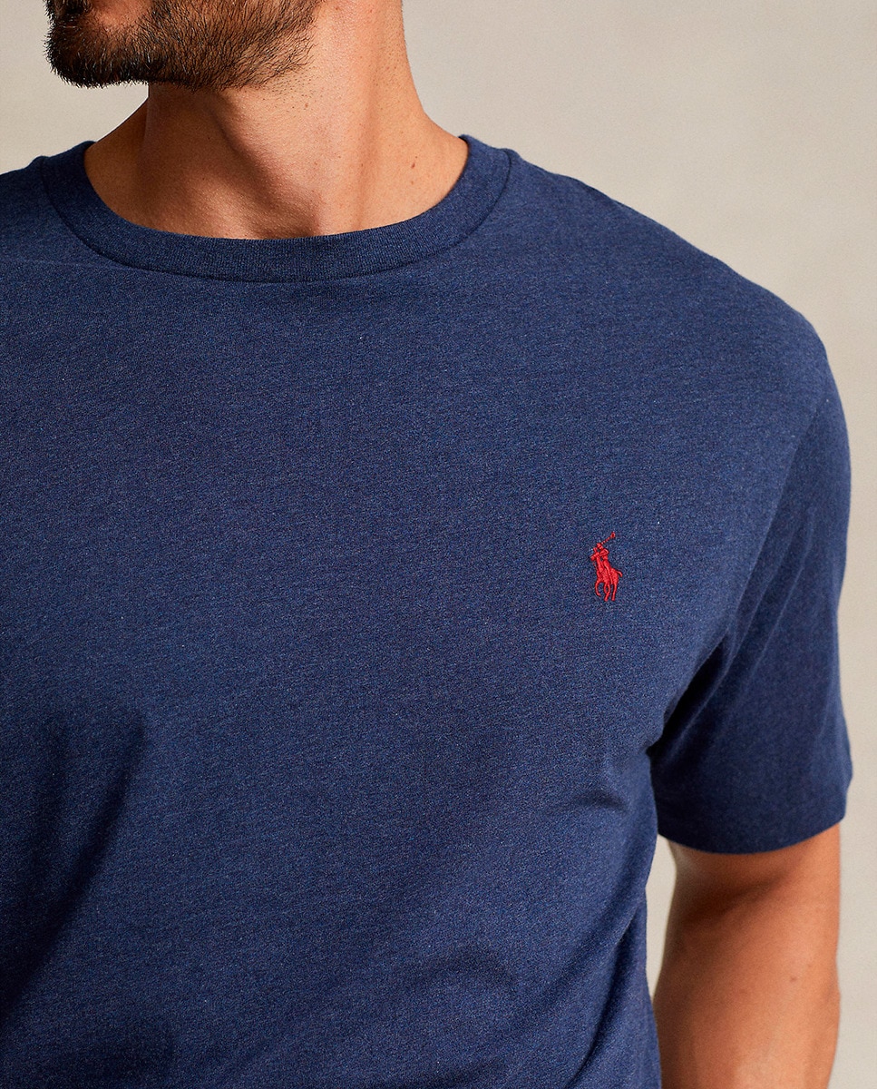 T-shirt com Logótipo Bordado e em Algodão Azul-marinho-4