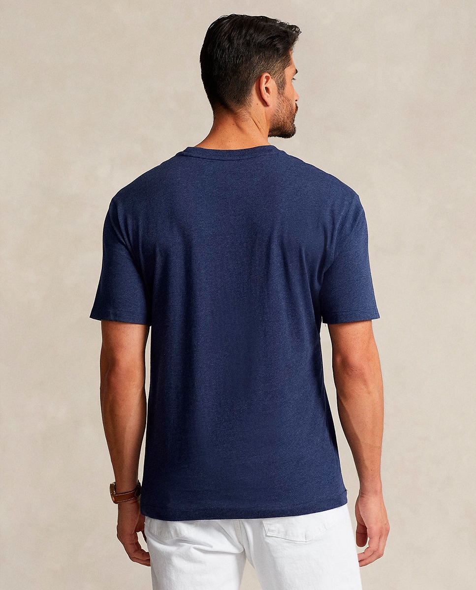 T-shirt com Logótipo Bordado e em Algodão Azul-marinho-3
