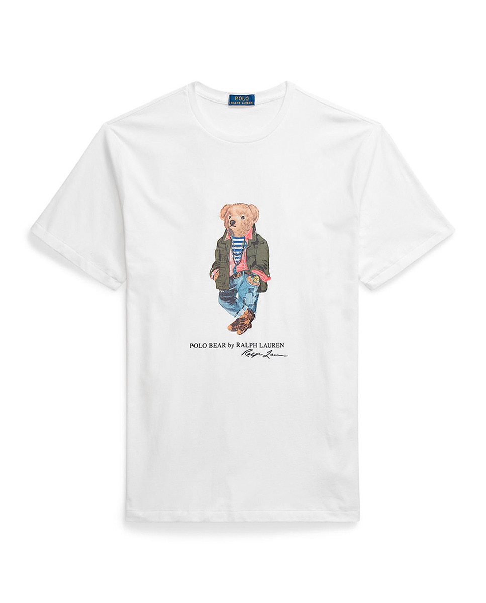 T-shirt Tamanhos Grandes com Polo Bear e em Algodão Branco-5