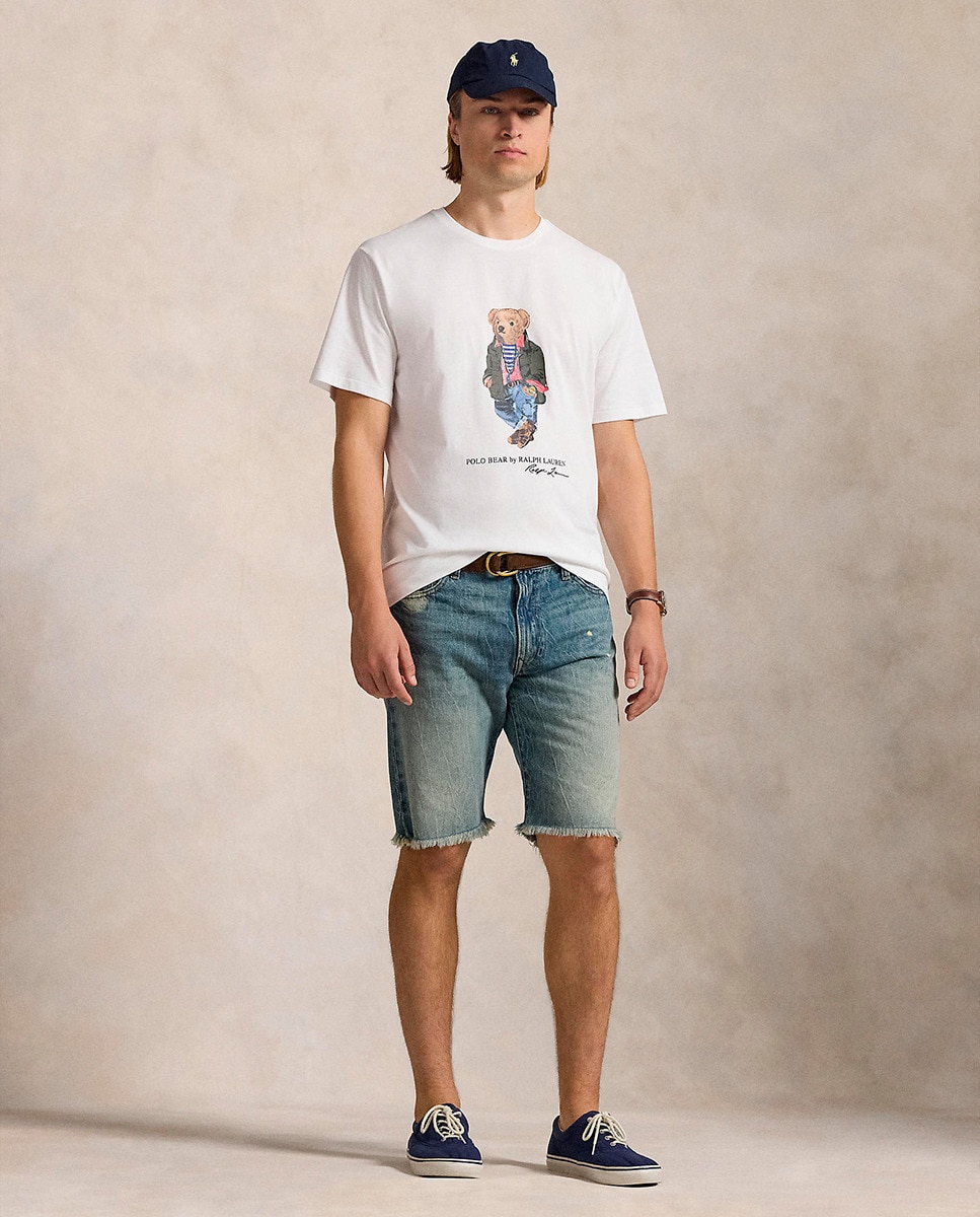 T-shirt Tamanhos Grandes com Polo Bear e em Algodão Branco-6