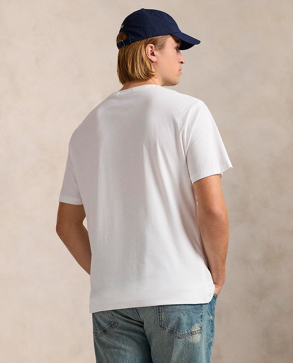 T-shirt Tamanhos Grandes com Polo Bear e em Algodão Branco-3