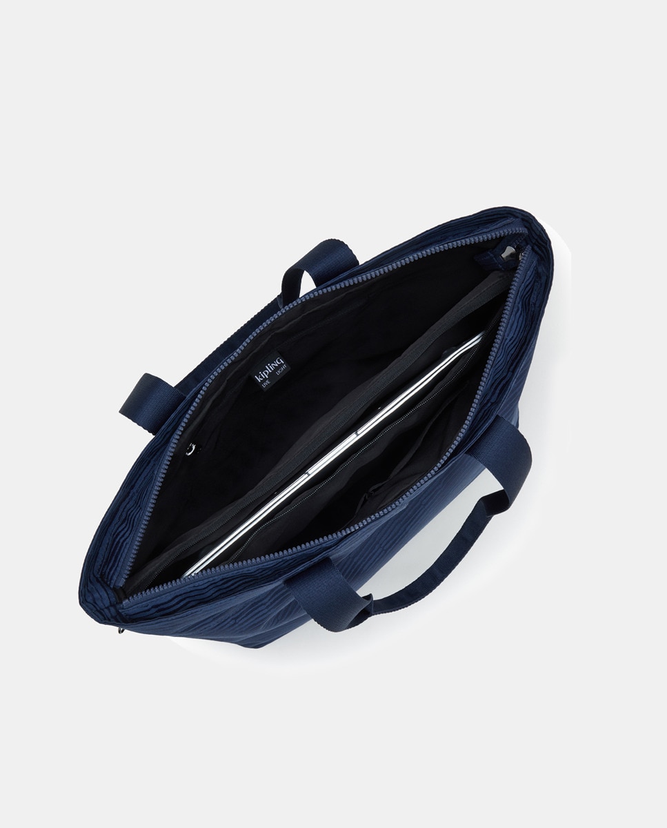 Mala Tipo Tote Grande com Compartimento para Portátil Azul-marinho-3