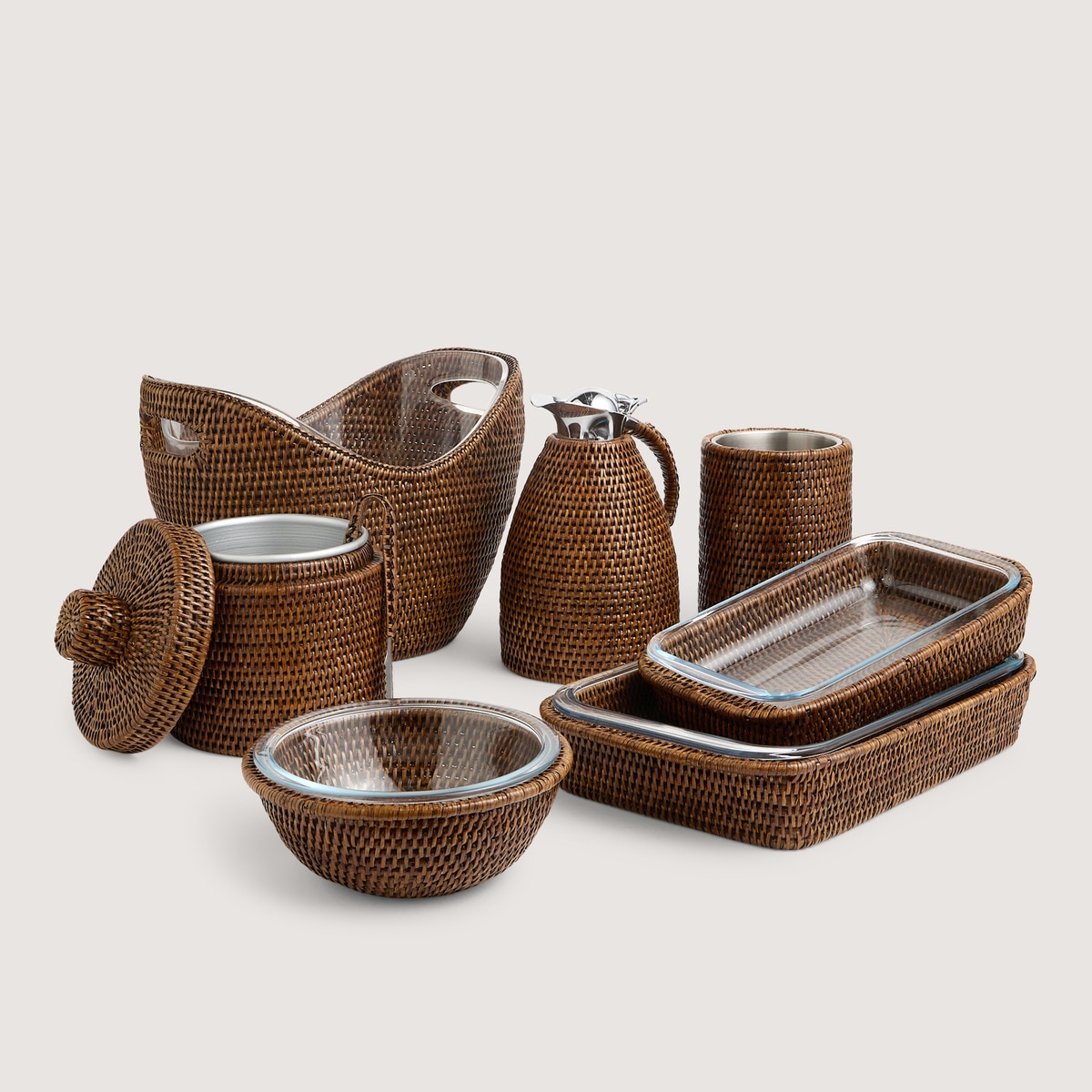 Porta-Garrafas Rattan Castanho-3