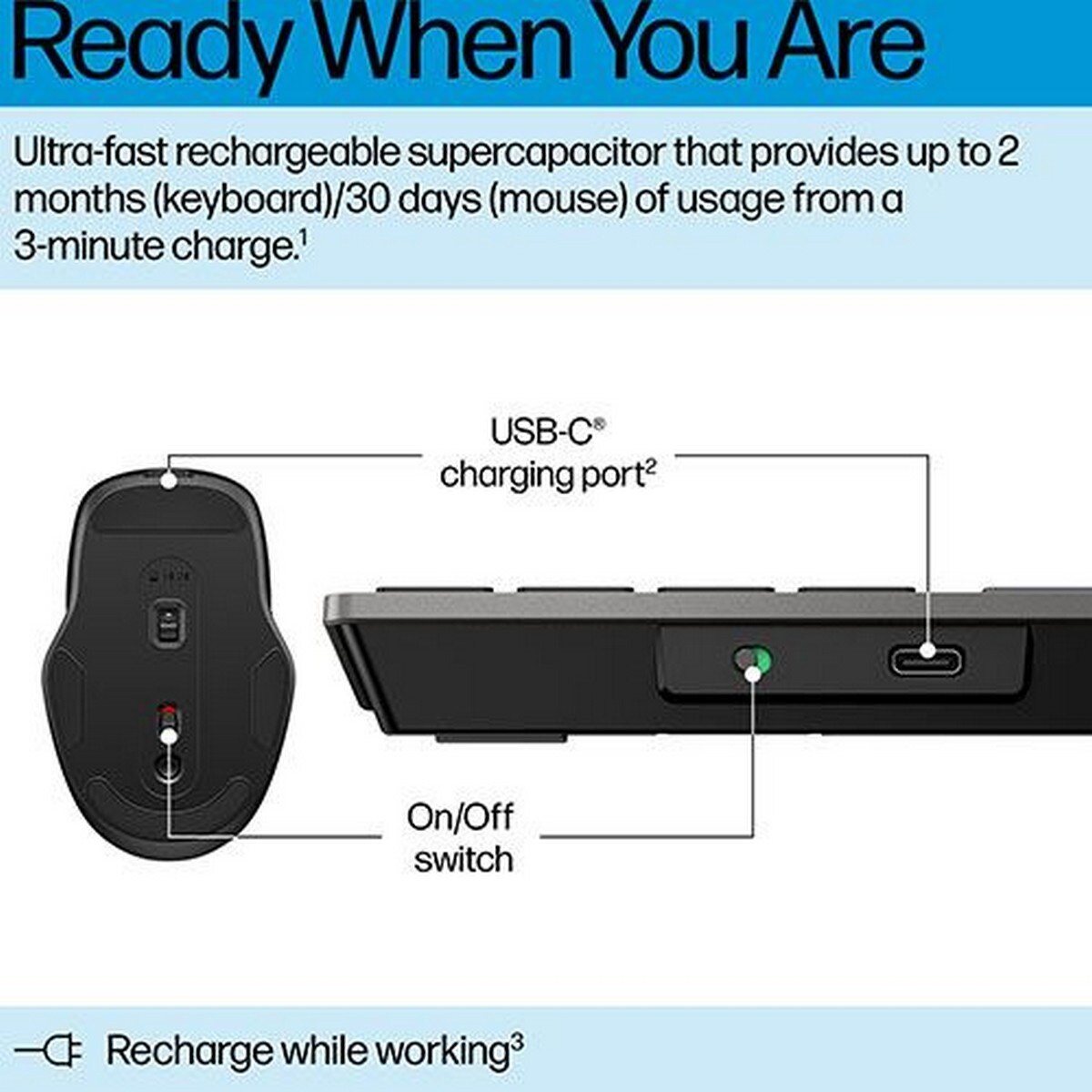 Teclado + Rato HP 720 Dual Mode - Preto 3