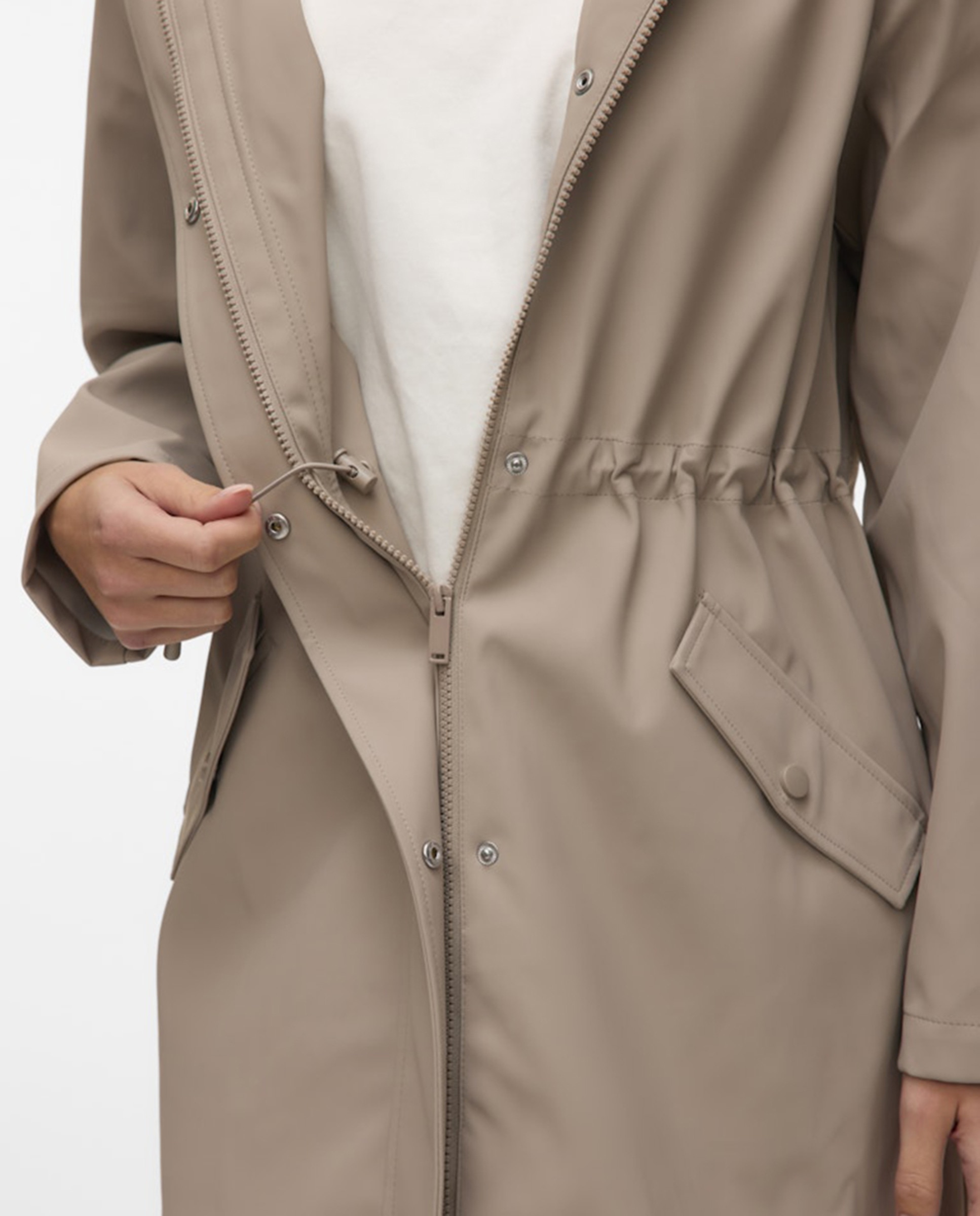 Impermeável de manga comprida com capuz Branco-gelo-3