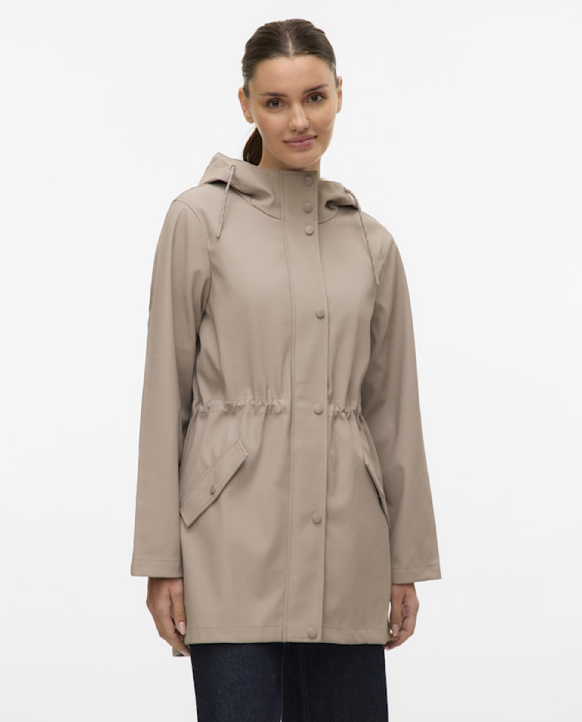 Impermeável de manga comprida com capuz Branco-gelo-1