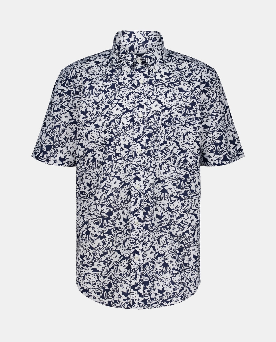 Camisa com Estampado e Manga Curta Azul-marinho-4