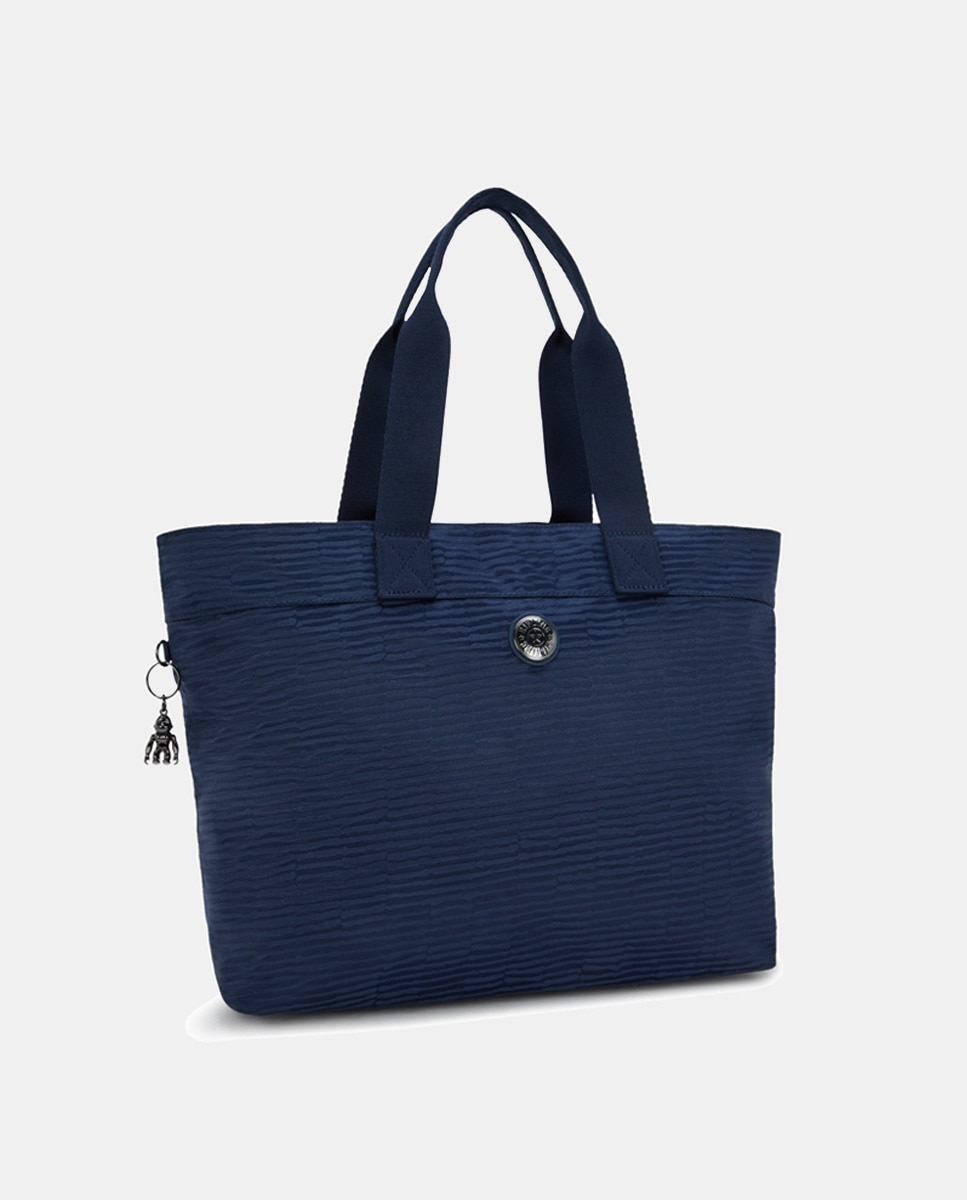 Mala Tipo Tote Grande com Compartimento para Portátil Azul-marinho-4