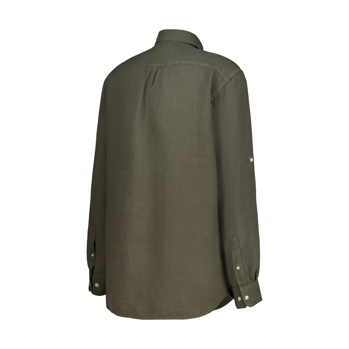 Camisa de Linho de Homem com Lavagem Verde-escuro-5