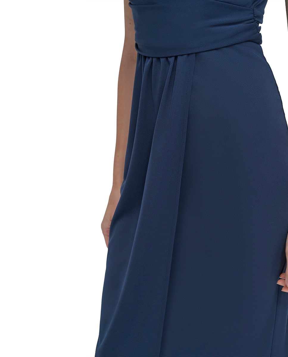 Vestido sem Mangas e com Decote em Bico Azul-marinho-6