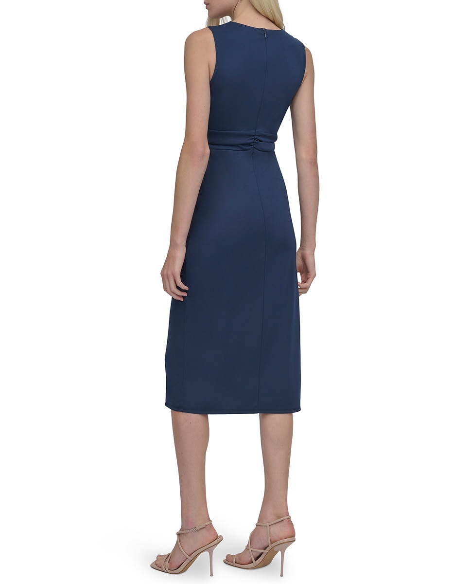 Vestido sem Mangas e com Decote em Bico Azul-marinho-2