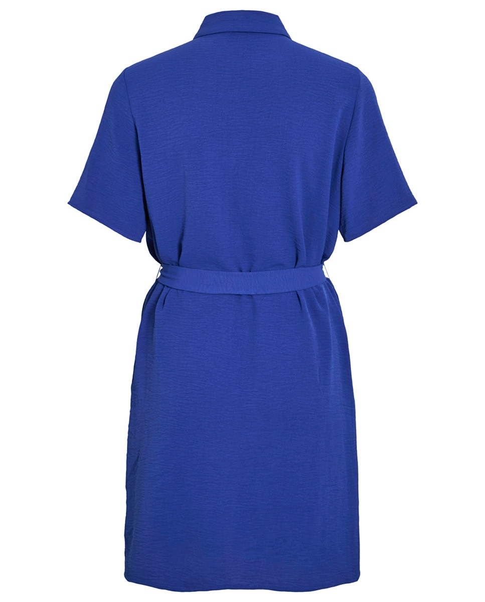 Vestido Camiseiro com Laço Azul-9