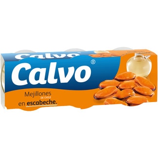 mejillones en escabeche de Chile pack 3 latas 120 g neto escurrido - Calvo