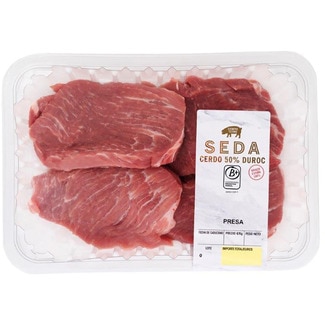 presa fileteada extra de cerdo 50% Duroc peso aproximado bandeja 500 g - Seda