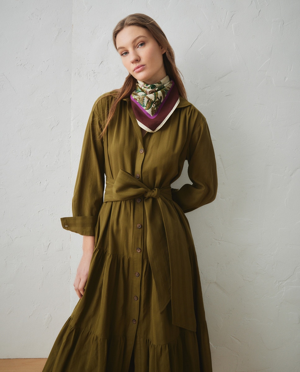 Vestido Liso com Textura Verde-2