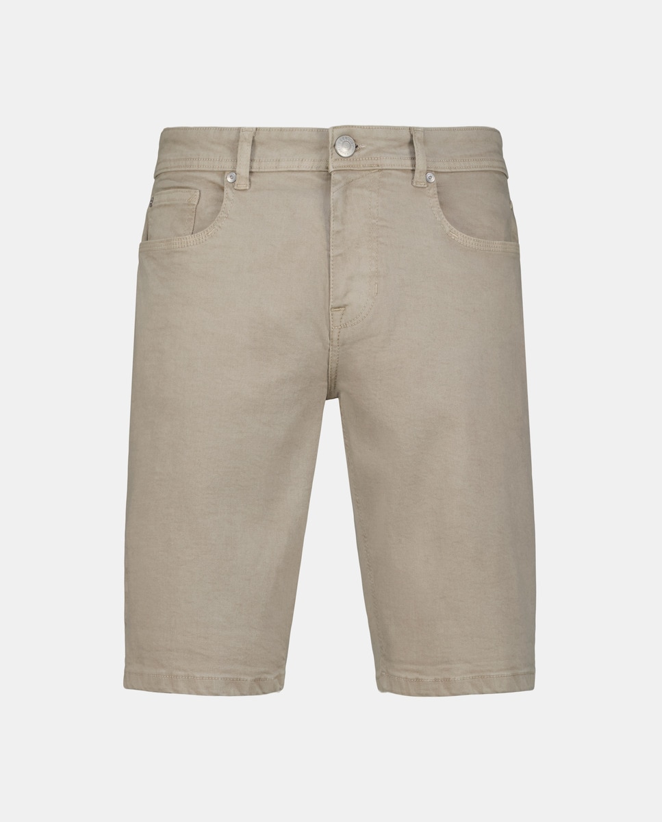 Bermudas em Tecido de Algodão Slub com Elastano Bege-4