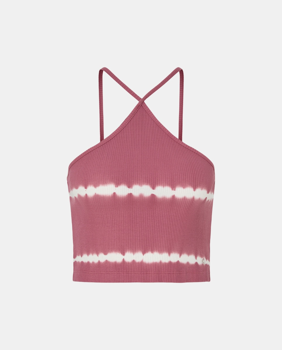 T-shirt Halter Canelada Tie Dye Rosa-4