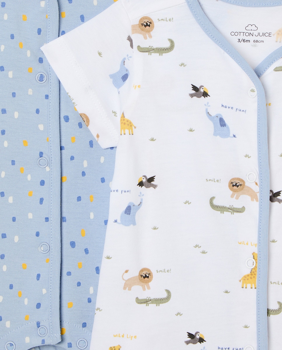 Pack de 2 Pijamas de Bebé com Estampados Branco-3