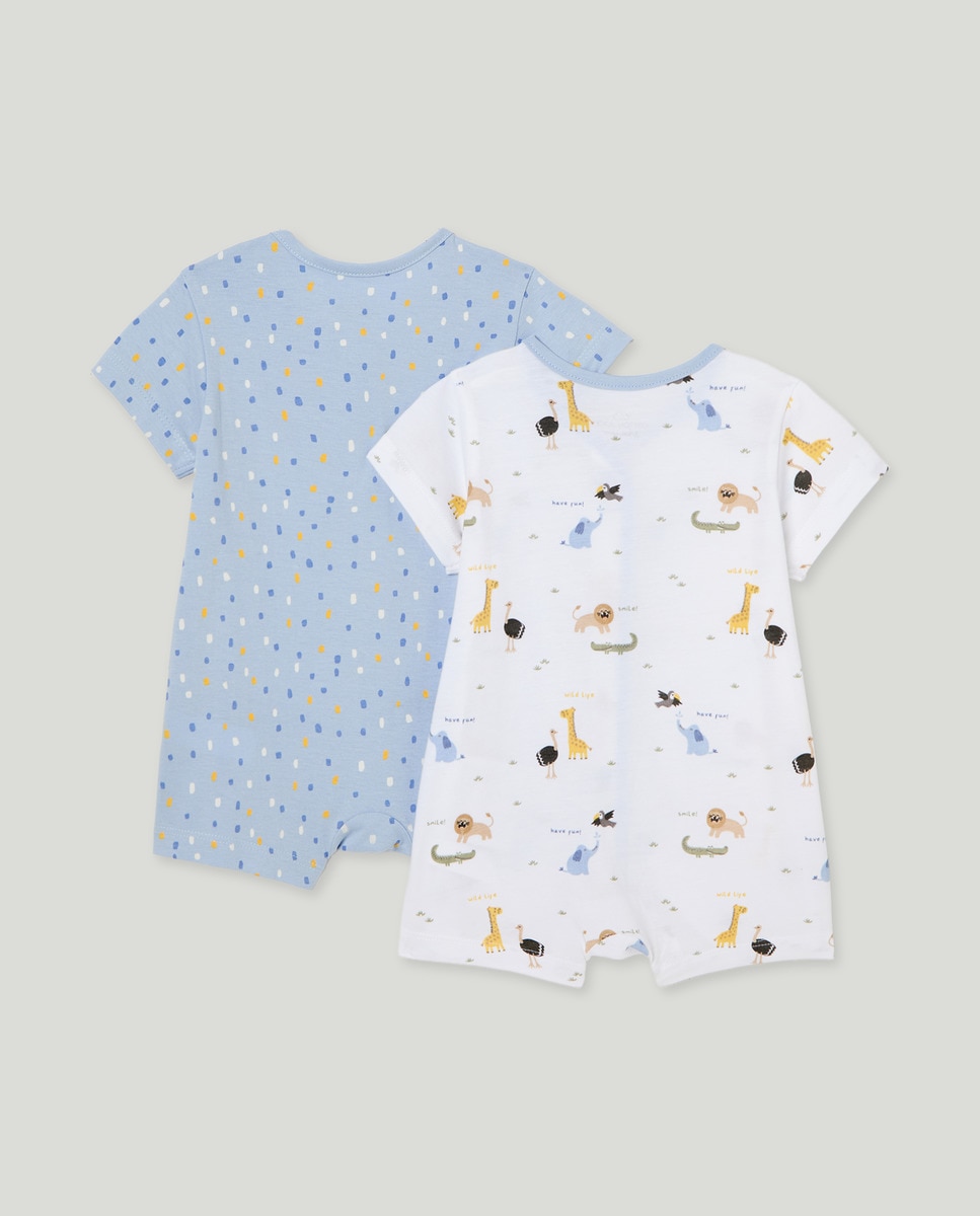 Pack de 2 Pijamas de Bebé com Estampados Branco-2