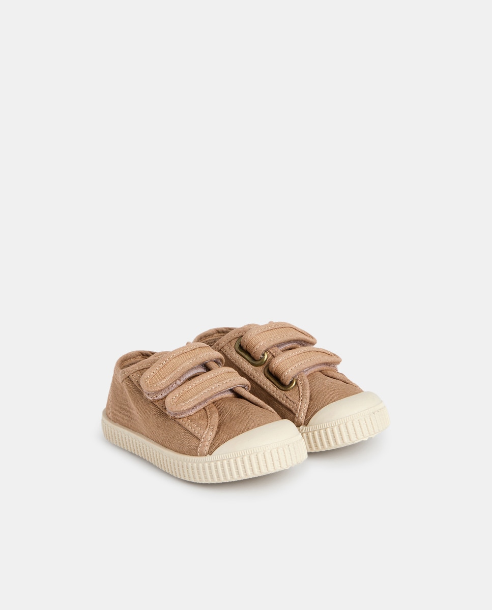 Lona bebés con velcro suela flexible Camel-2