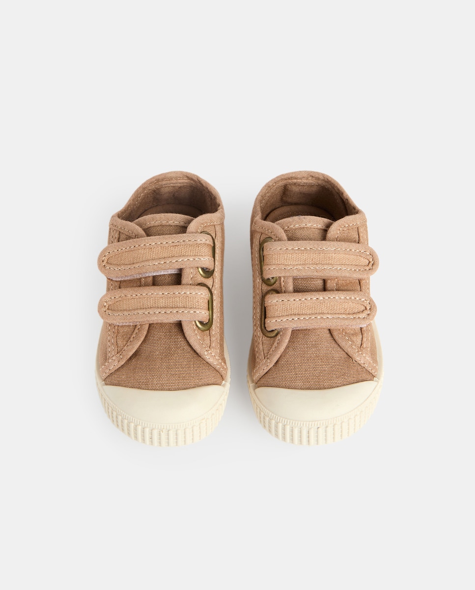 Lona bebés con velcro suela flexible Camel-4