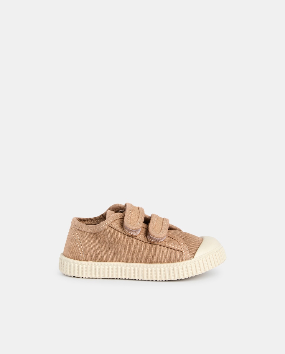 Lona bebés con velcro suela flexible Camel-1