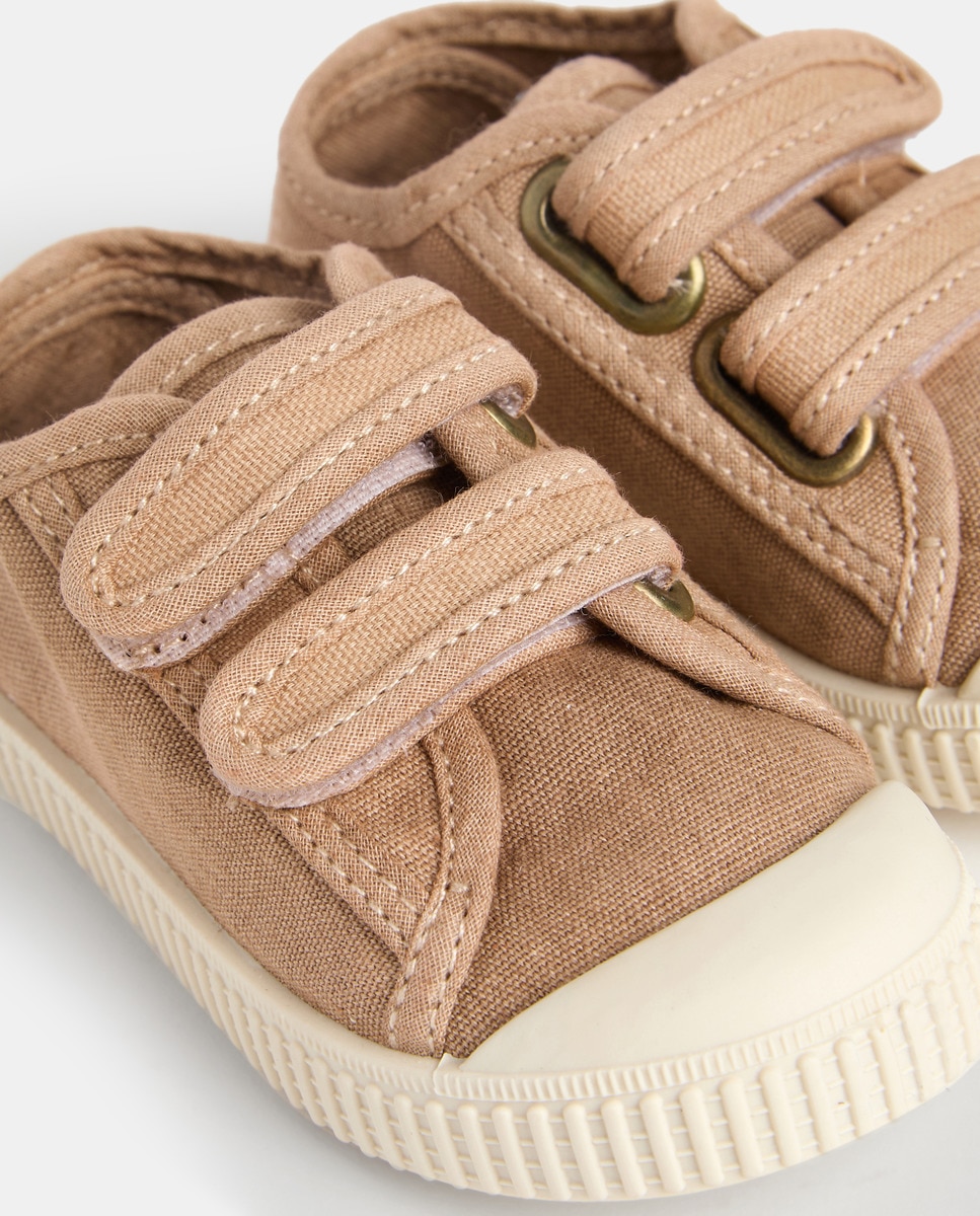 Lona bebés con velcro suela flexible Camel-5