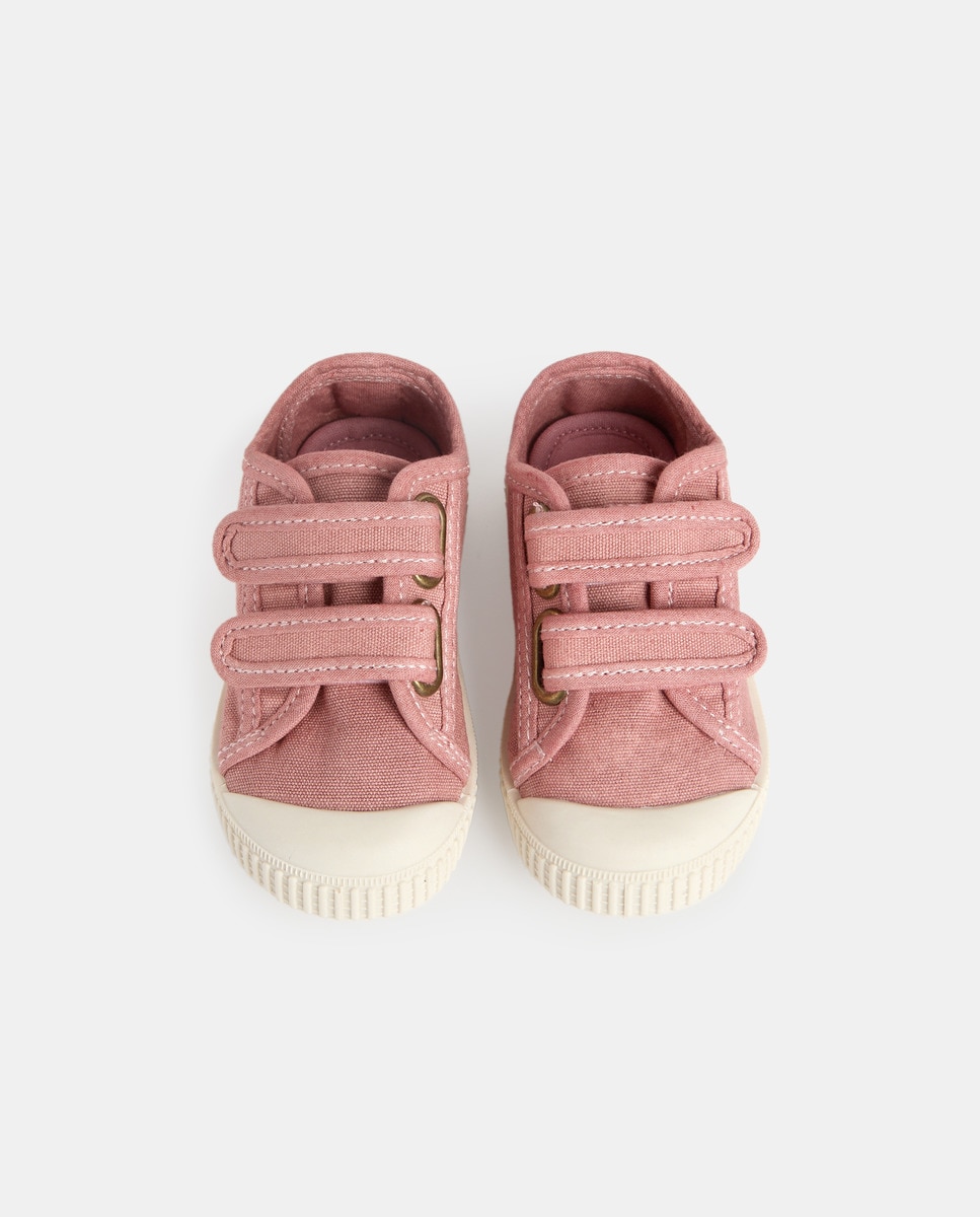Lona bebés con velcro suela flexible Rosa-4