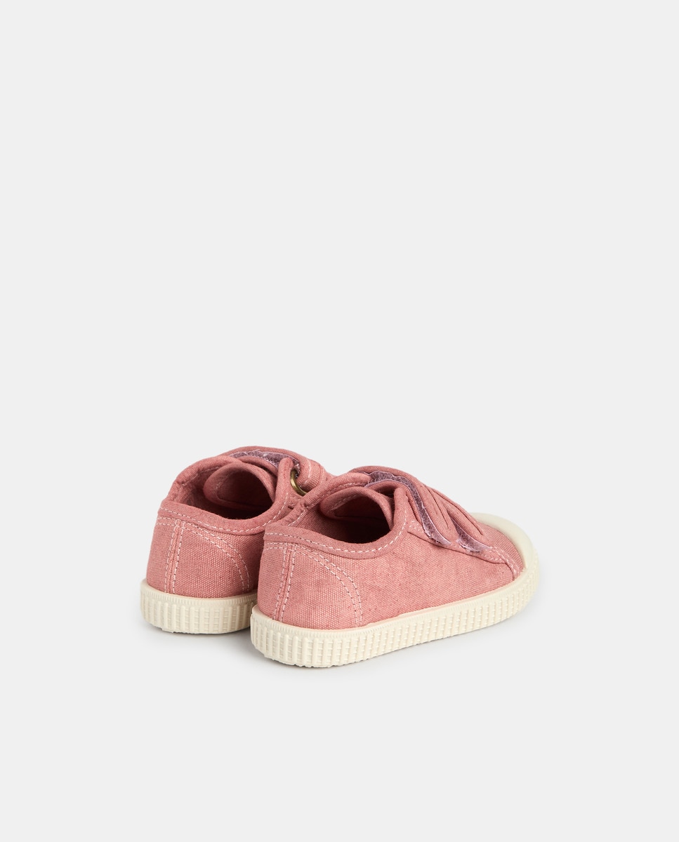 Lona bebés con velcro suela flexible Rosa-3