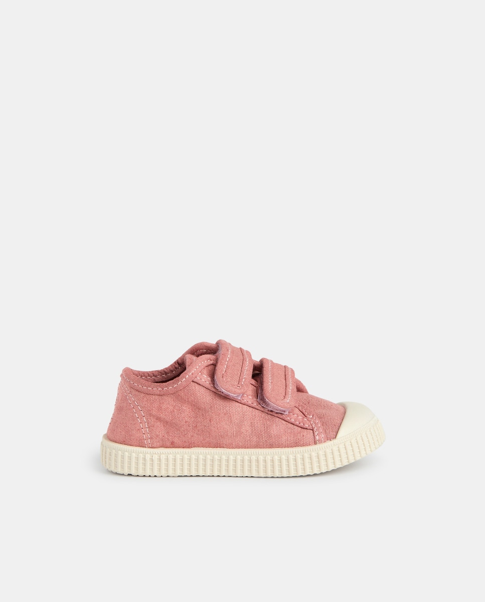 Lona bebés con velcro suela flexible Rosa-1