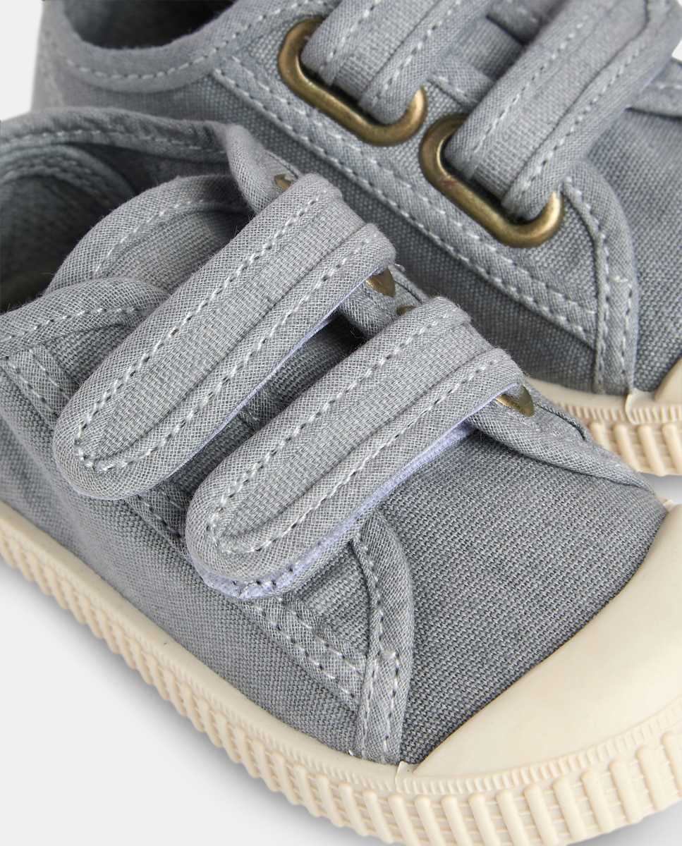 Lona bebés con velcro suela flexible Gris-5