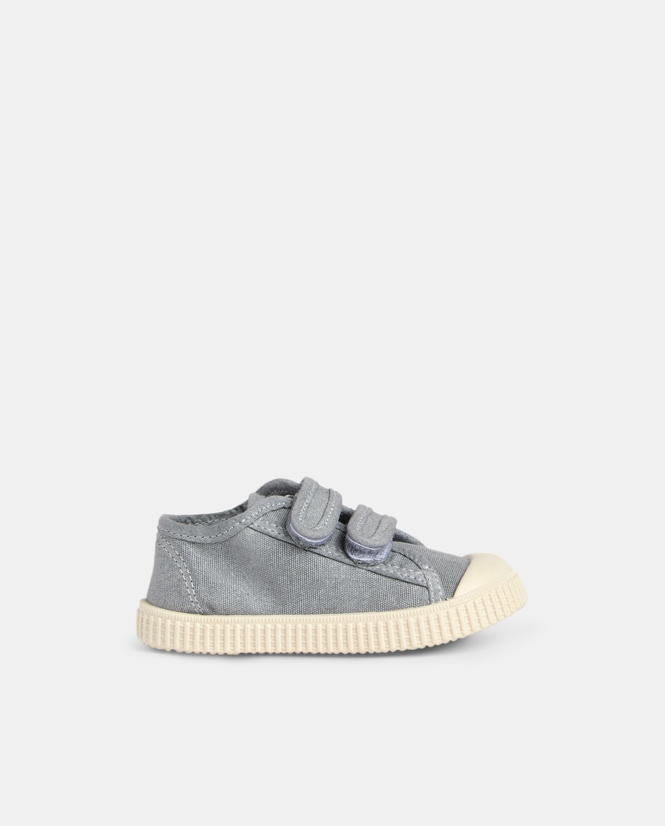 Lona bebés con velcro suela flexible Gris-1