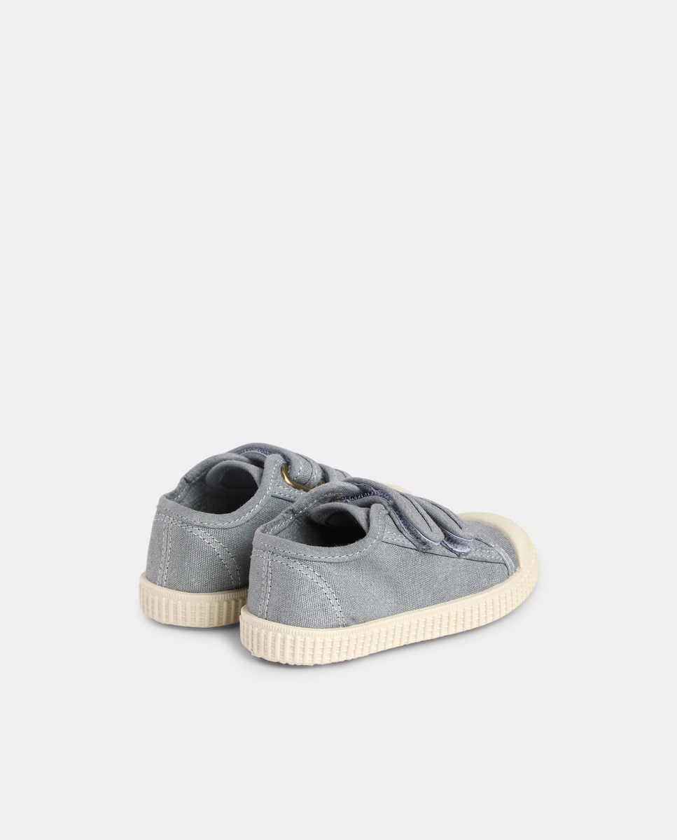 Lona bebés con velcro suela flexible Gris-3