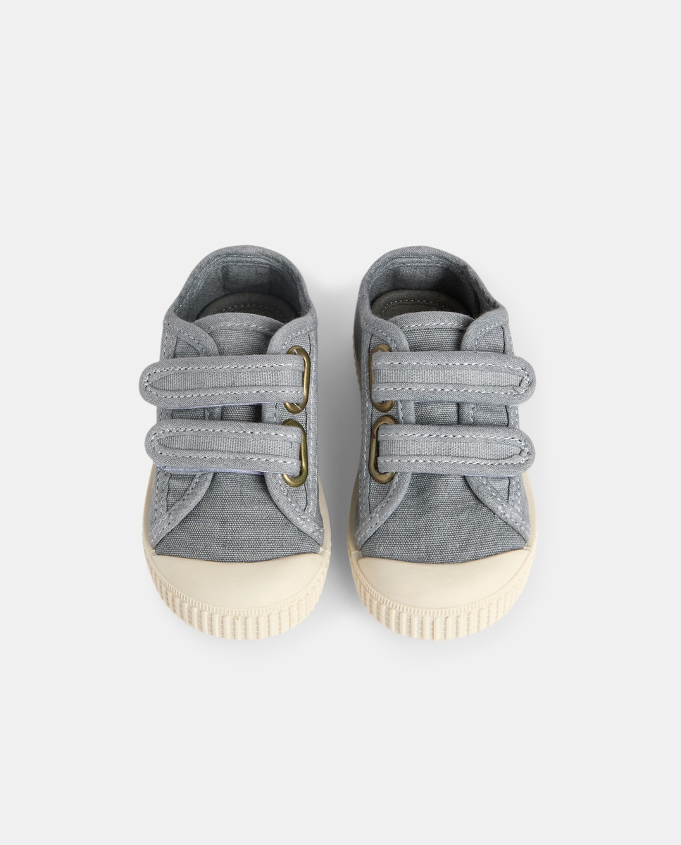 Lona bebés con velcro suela flexible Gris-4