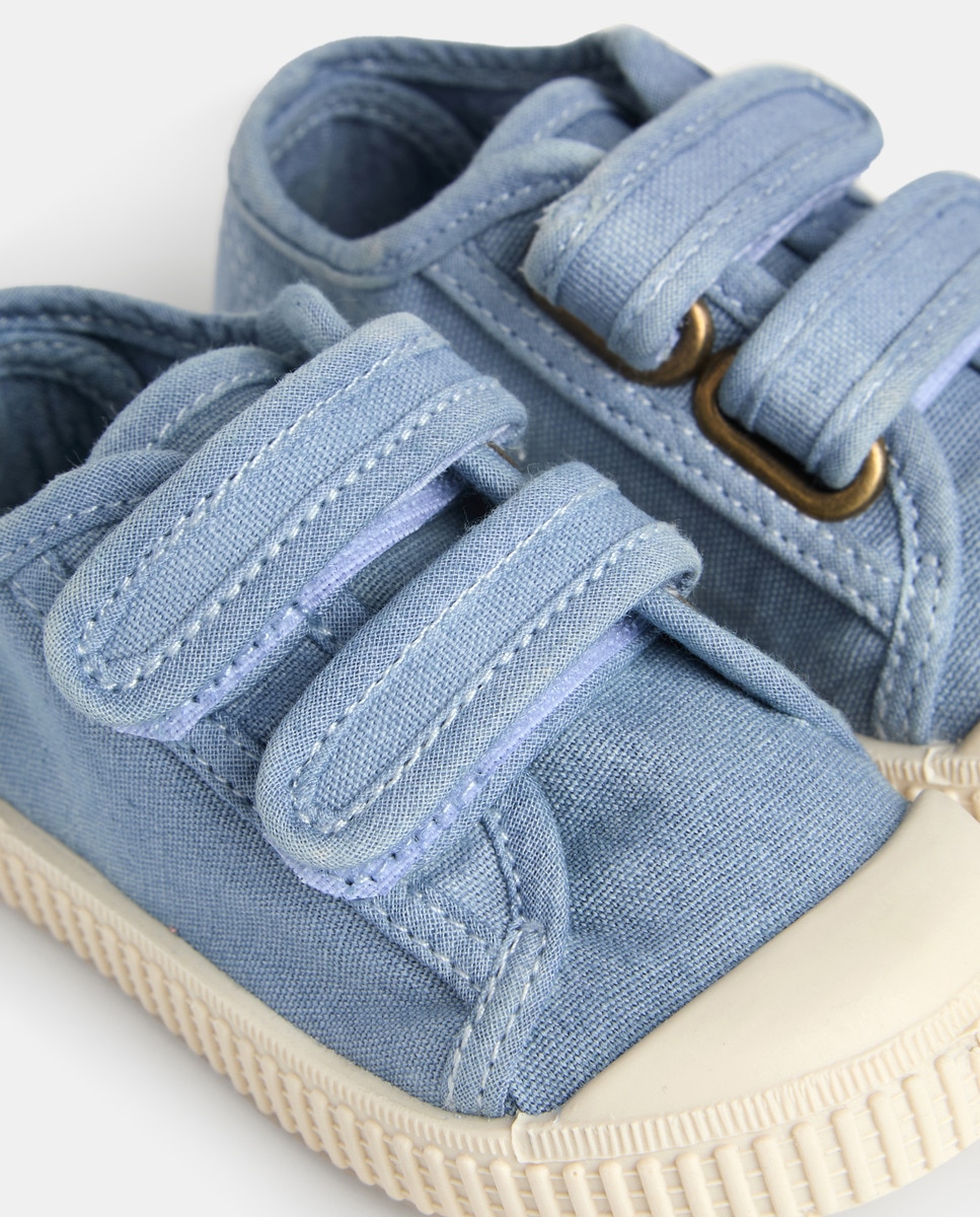 Lona bebés con velcro suela flexible Azul-5