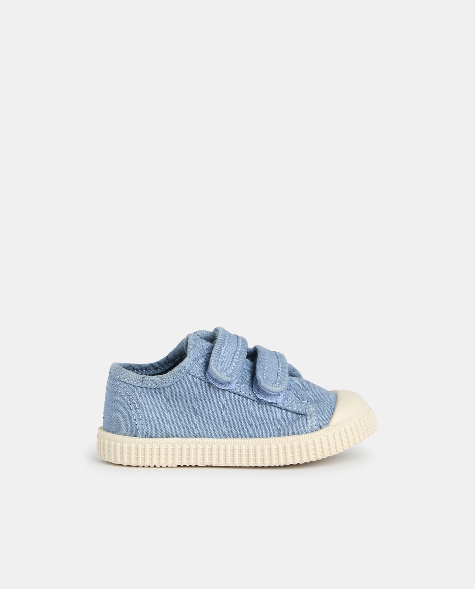 Lona bebés con velcro suela flexible Azul-1