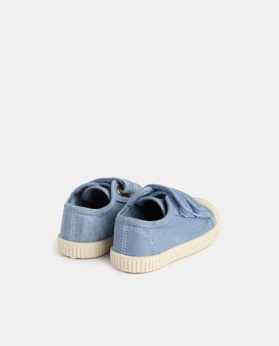 Lona bebés con velcro suela flexible Azul-3