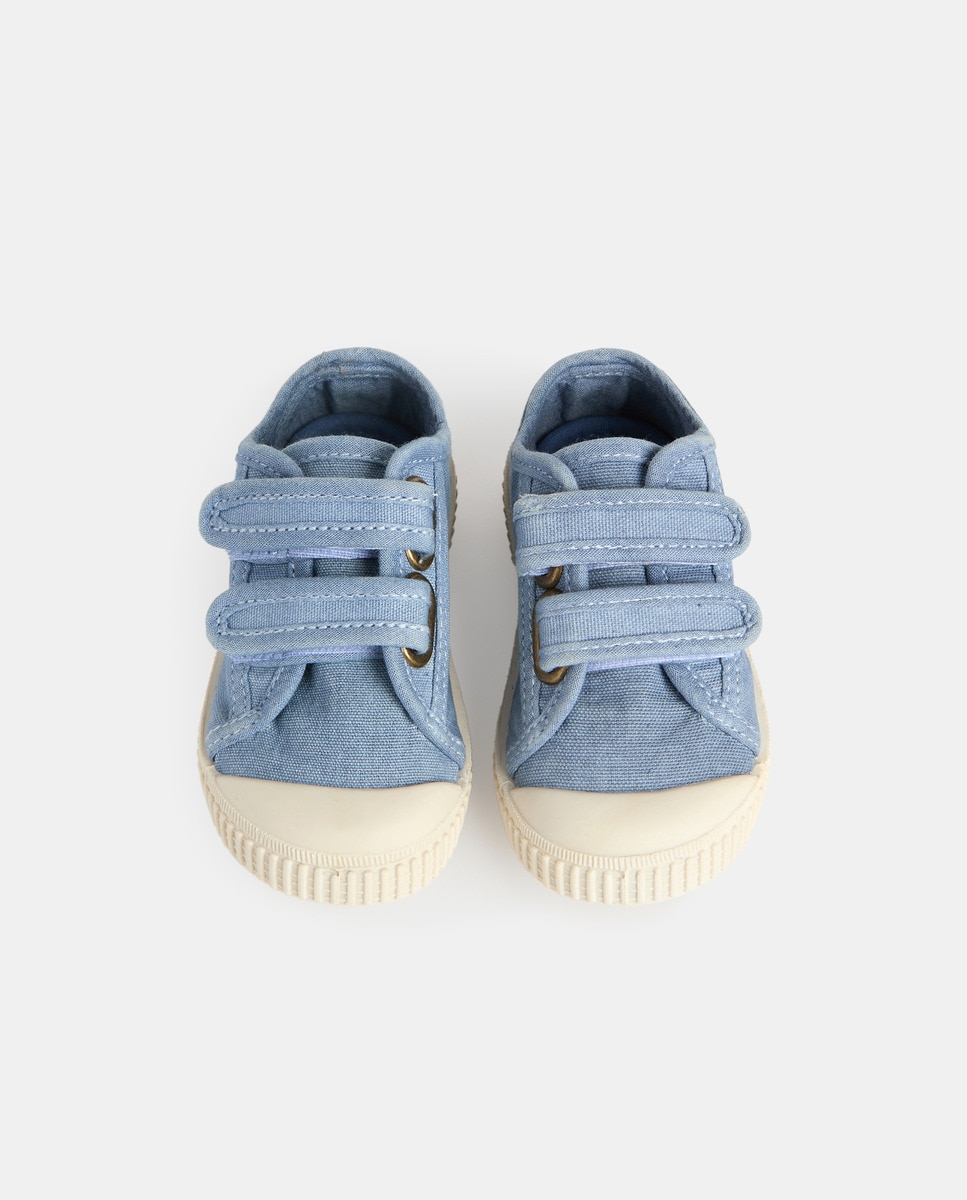 Lona bebés con velcro suela flexible Azul-4
