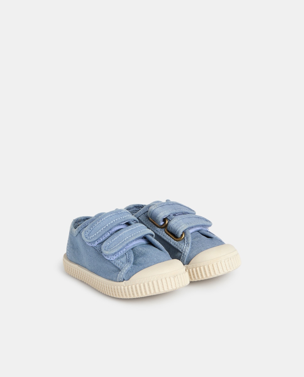 Lona bebés con velcro suela flexible Azul-2