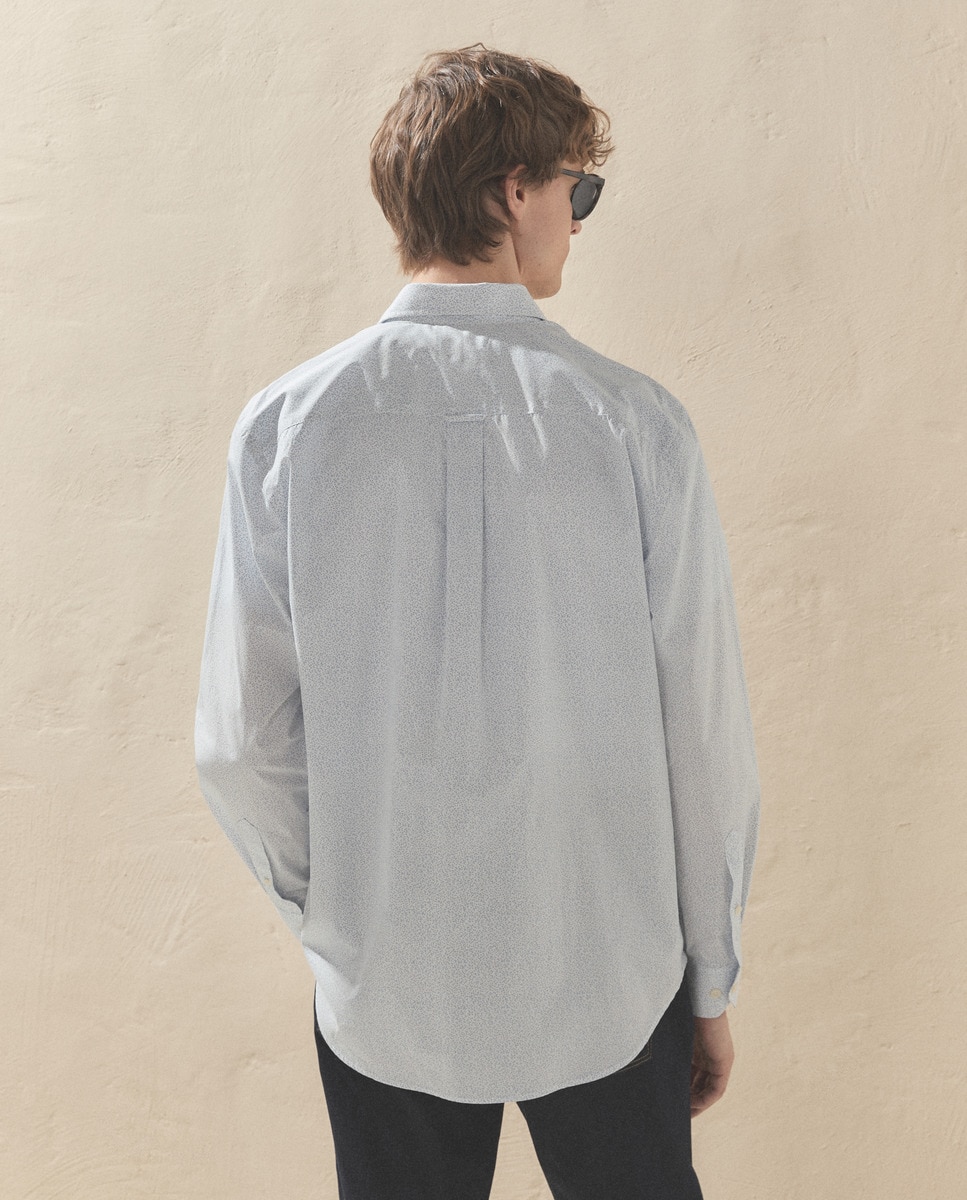 Camisa de Popelina com Micro Estampado Branco-6
