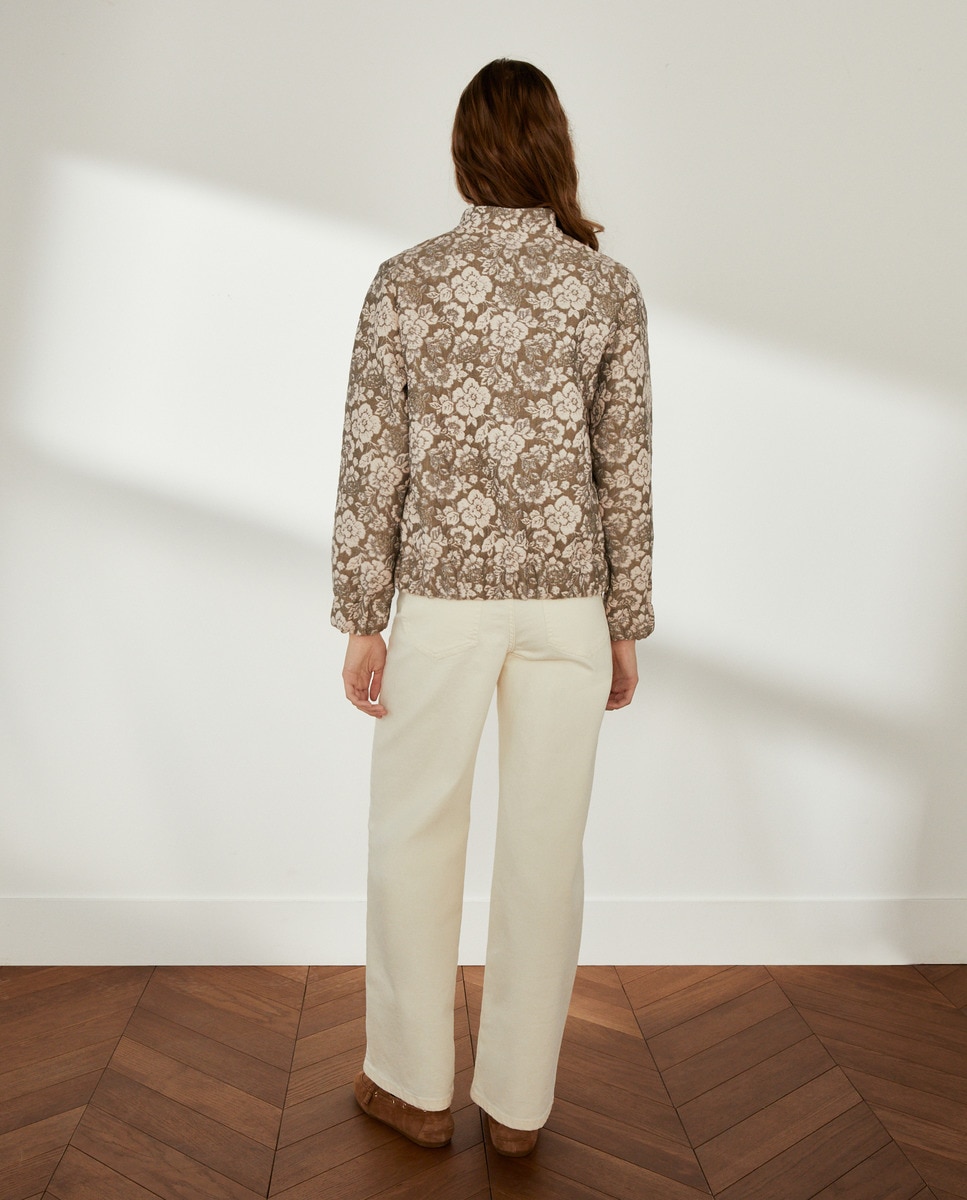 Blusão Bomber de Jacquard Castanho-claro-3